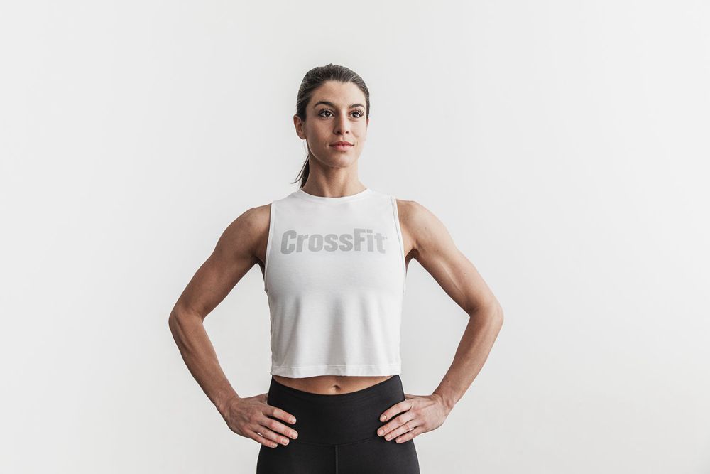 Débardeurs NOBULL Femme Blanche - NOBULL Crossfit® Muscle,France (4713-HFQYW)